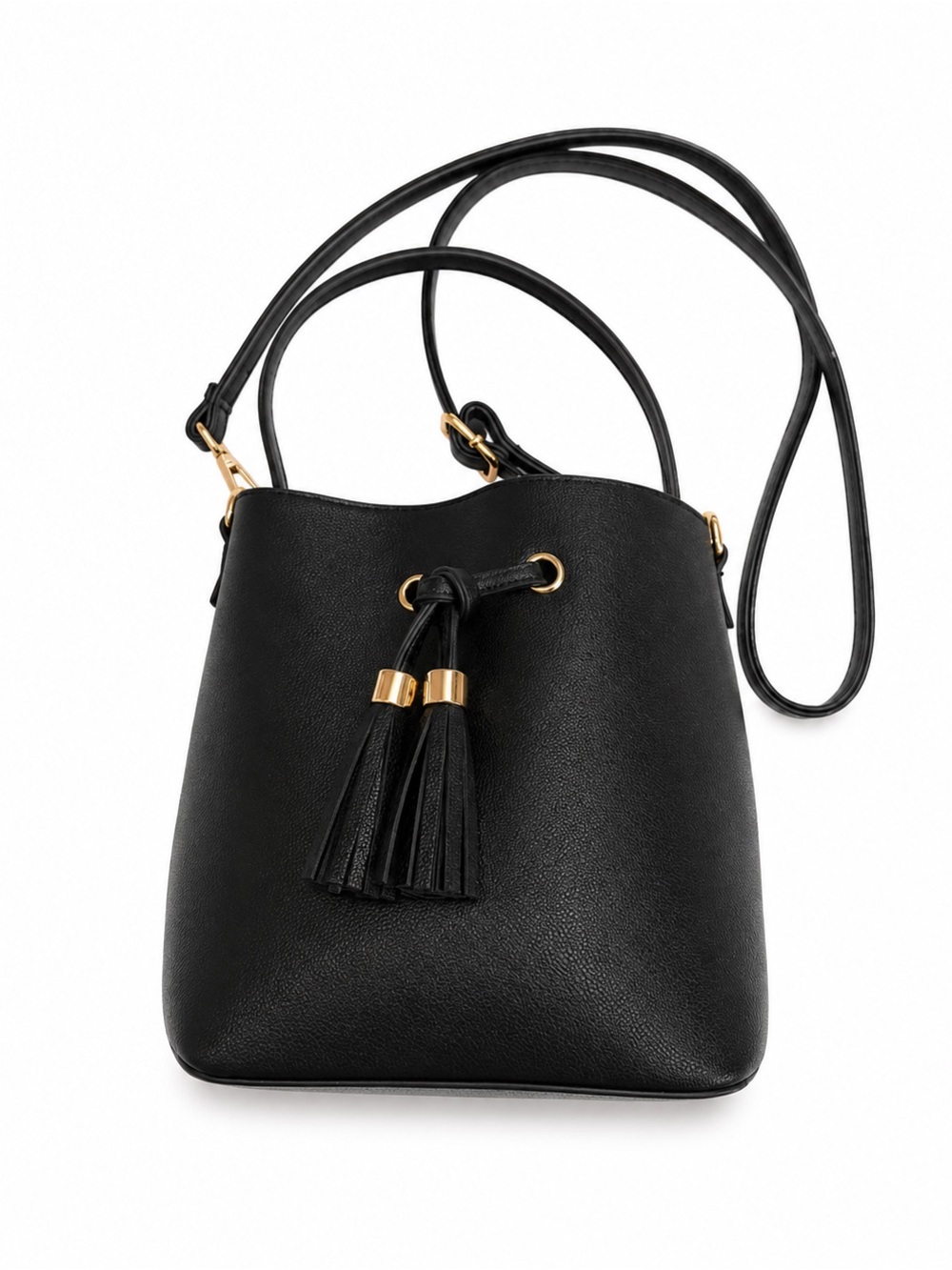 Black Tassel Bucket Bag Crossbody